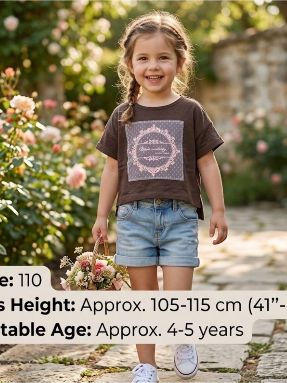 Girls Brown Short-Sleeve Graphic Tee - Casual Everyday Top